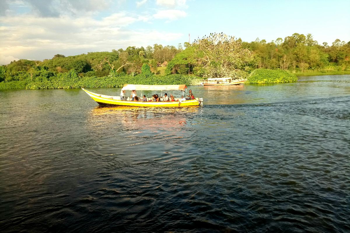 boat trip at the Nile river in Uganda